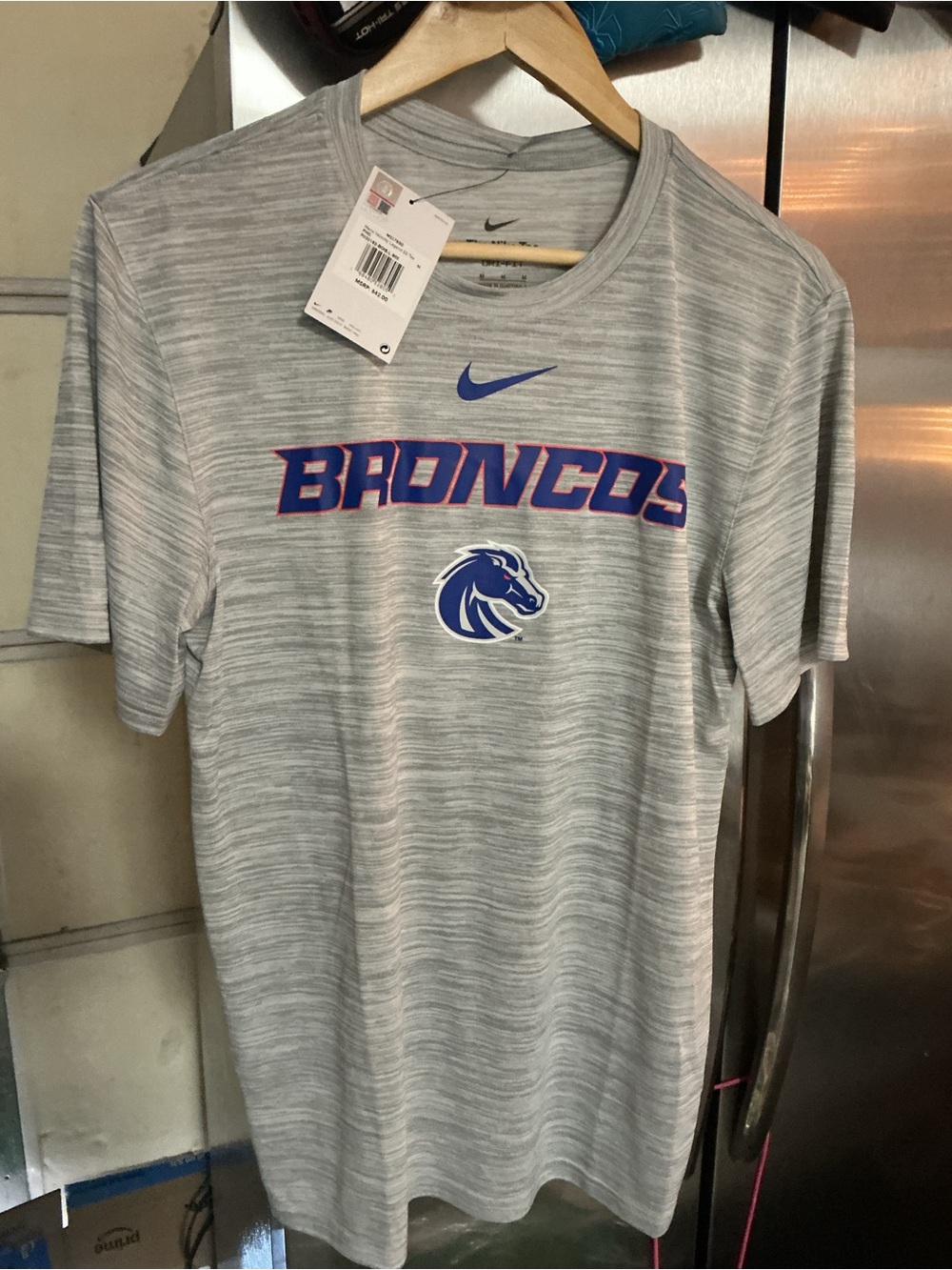 Nike Gray Broncos Tee with Blue and Red Accents